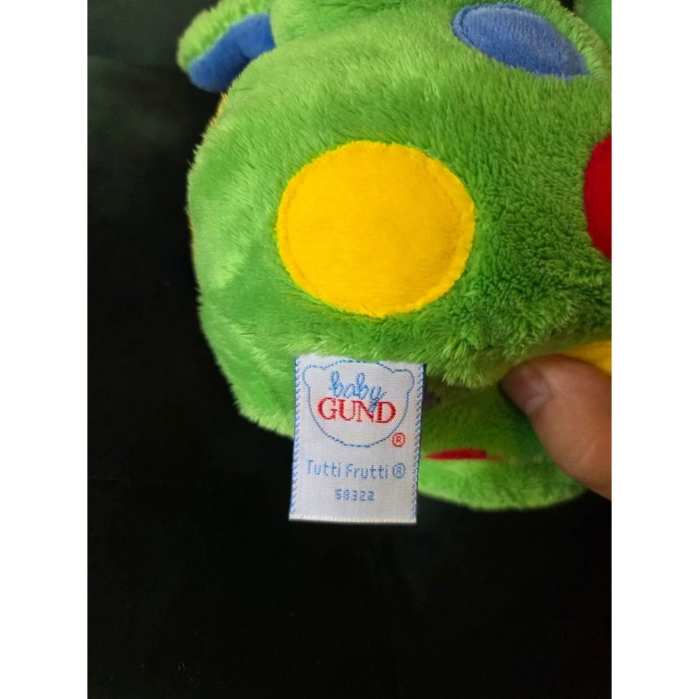 Vintage 90s Baby Gund Tutti Frutti Frog Plush Toy Rainbow Color Block 8''